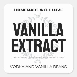Anpassa Vanilla Extract-etikett VE011_01sqv1 Fyrkantigt Klistermärke