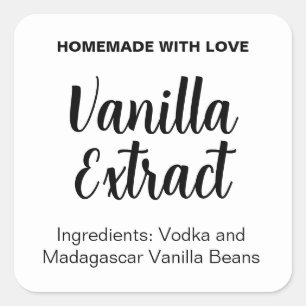 Anpassa Vanilla Extract-etikett VE022_01sq Fyrkantigt Klistermärke