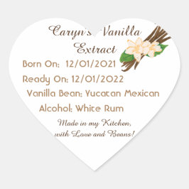 Anpassa Vanilla Extract-etiketter Hjärtformat Klistermärke
