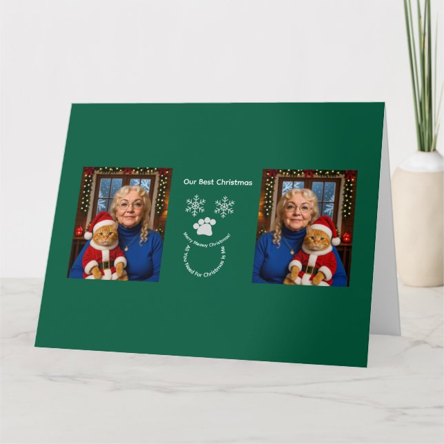 Anpassa Vår Bästa Jul ,Katt Foto  Kort (Framsida)