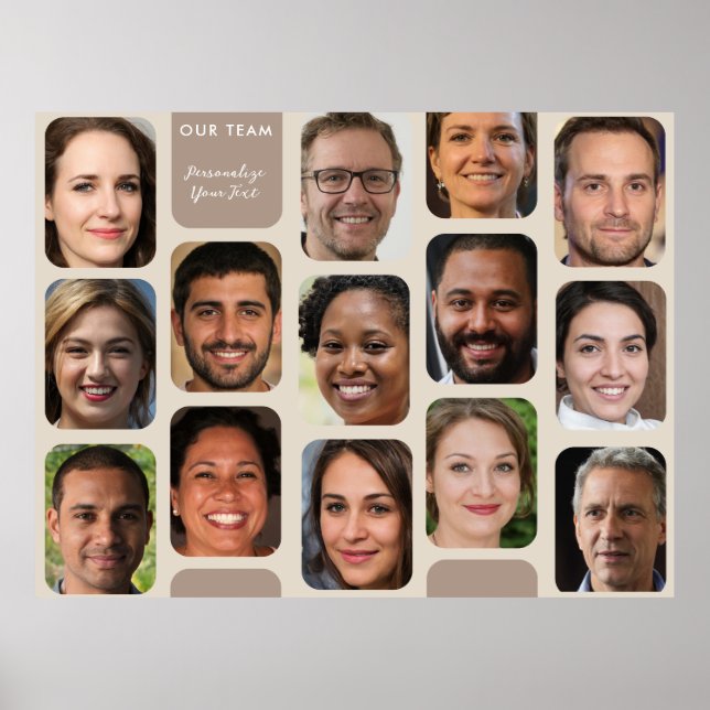 Anpassa vårt team till 14 foton Classy Taupe Moder Poster (Framsidan)