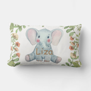 Anpassa vattenfärgen elefantgrönyngelyngel lumbarkudde