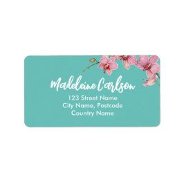 Anpassa vattenfärgens Rosa Moth Orchids Adressetikett