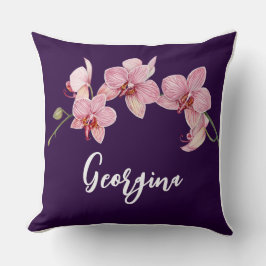 Anpassa vattenfärgens Rosa Moth Orchids Flower Kudde