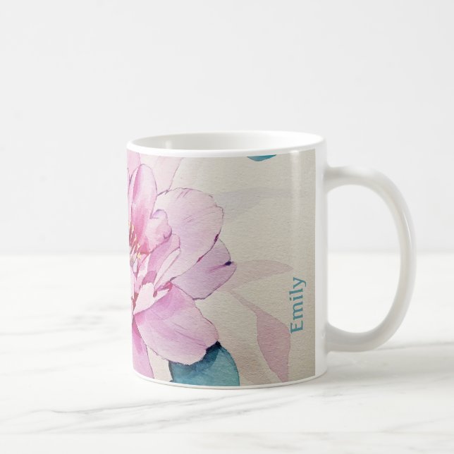 Anpassa vattenfärgsblomma kaffemugg (Höger)