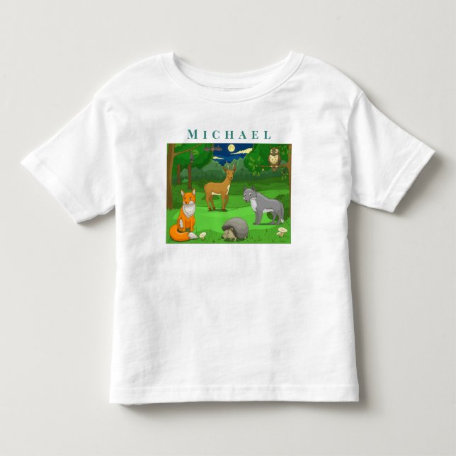 Anpassa Vilda djur i ett skogslandskap T Shirt (Framsida)