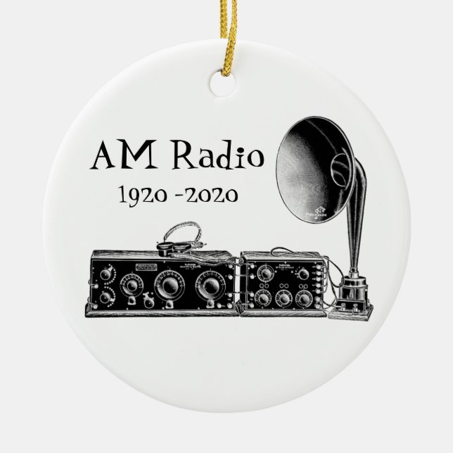 Anpassa Vintage AM-radiomottagare Julgransprydnad Keramik (Framsidan)