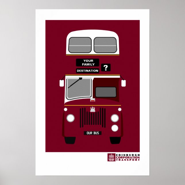 Anpassa Vintage Edinburgh Dubbla Decker buss Po Poster (Framsidan)