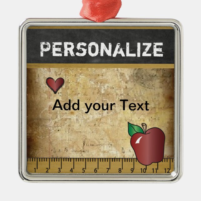 Anpassa Vintage för lärare Julgransprydnad Metall (Framsidan)