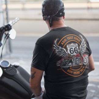 Anpassa Vintage Motorcykel Route 66 Änglavingar T Shirt