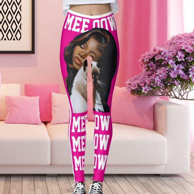 Anpassa vitfoto från Pet Cat Mamma Kärlek Shock ro Leggings (Skapare uppladdad)