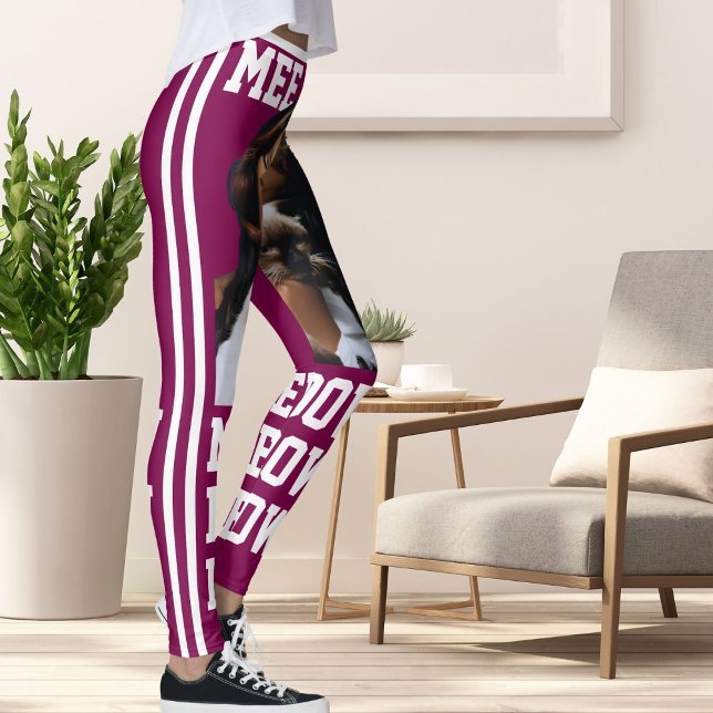 Anpassa vitfoto från Pet Cat Mamma Kärlek Vin Leggings (Skapare uppladdad)