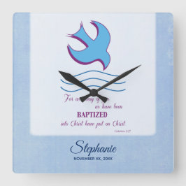 Anpassa, Vuxen Baptism Dove på Blue Fyrkantig Klocka