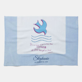 Anpassa, Vuxen Baptism Dove på Blue Kökshandduk