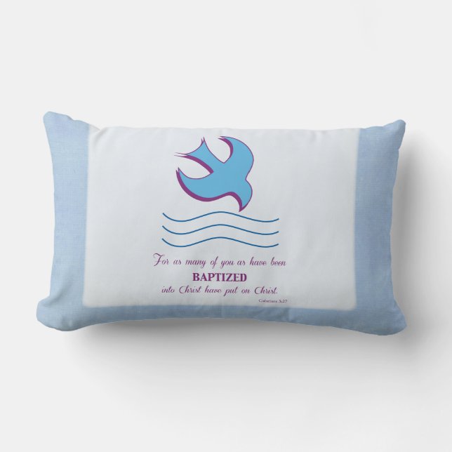 Anpassa, Vuxen Baptism Dove på Blue Lumbarkudde (Framsida)