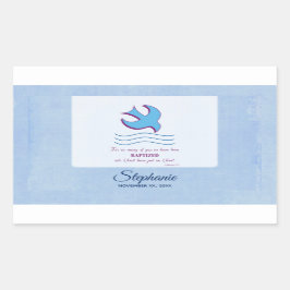 Anpassa, Vuxen Baptism Dove på Blue Rektangulärt Klistermärke