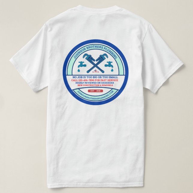 Anpassa VVS-entreprenör Business Mäns  T Shirt (Design baksida)