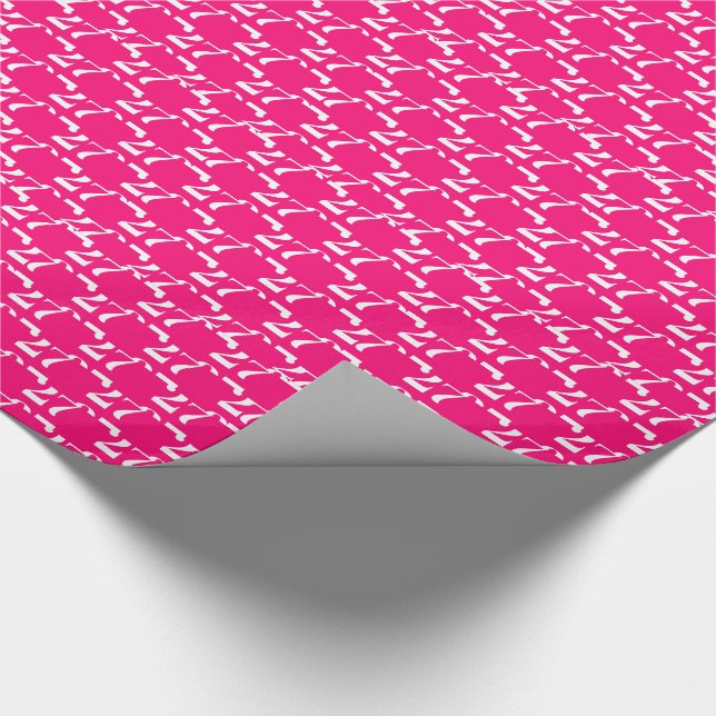Anpassa w/Initial, Vit Brev, Nummer rosa Presentpapper (Hörn)