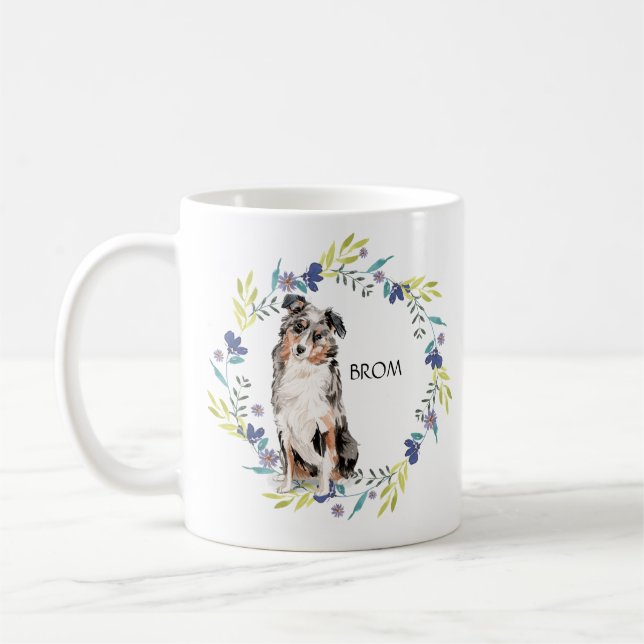 Anpassa Watercolor Australian shepherd Kaffemugg (Vänster)