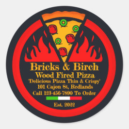 Anpassa Wood Fired Pizza Restaurang Promo Runt Klistermärke