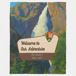 Anpassa Yosemite Falls Park Familjeäventyr Fleecefilt