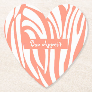 Anpassa Zebra mönstrad trend för Rosa Coral Stripe Underlägg Papper