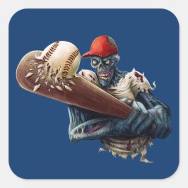 Anpassa Zombie Baseball Slugger läskig Halloween Fyrkantigt Klistermärke