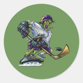 Anpassa Zombie Halloween Hockeyspelare Runt Klistermärke