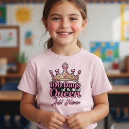 Anpassad 100 Skoldagar Drottning Rosa Kron Flicka T Shirt