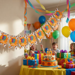 Anpassad 10-års sportstematisk födelsedagsfest vimplar