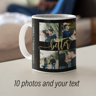 Anpassad 10-foto collage din text manus kaffemugg