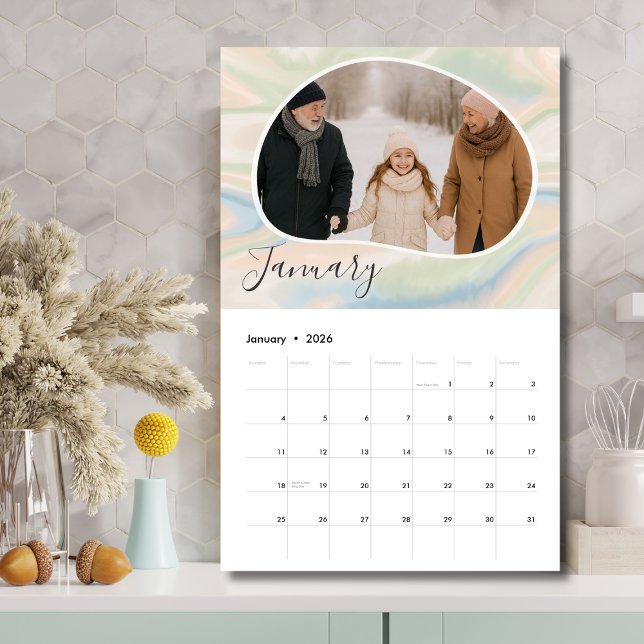 Anpassad 12-månaders fotokalender – Present till f Kalender (Personalized Photo Calendar - Perfect Grandparent Gift)