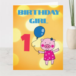 Anpassad 1-års födelsedagsflicka Gris Kort