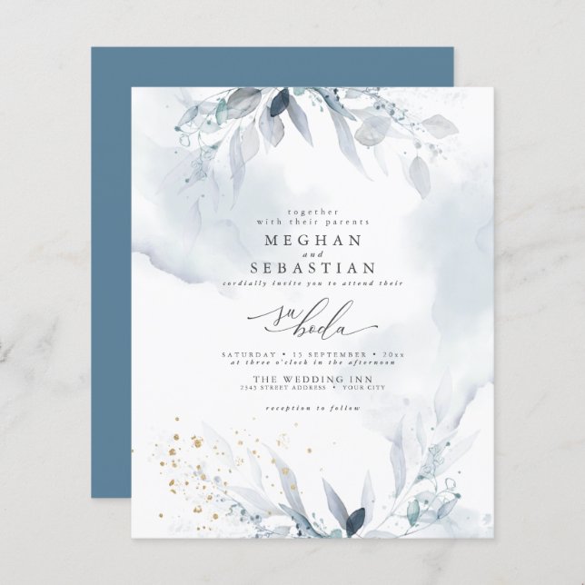 Anpassad 1 Isaac Ruth Budget  Dammig blå akvarell (Fram/baksida)