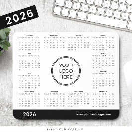 Anpassad 2026 kalender företagslogotyp musmattor