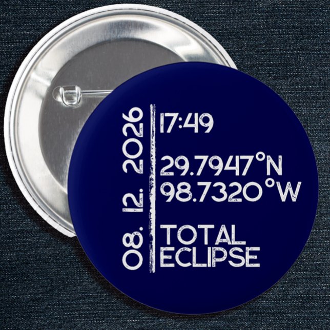Anpassad 2026 solförmörkelse knapp (Solar Eclipse Keepsake Pin)