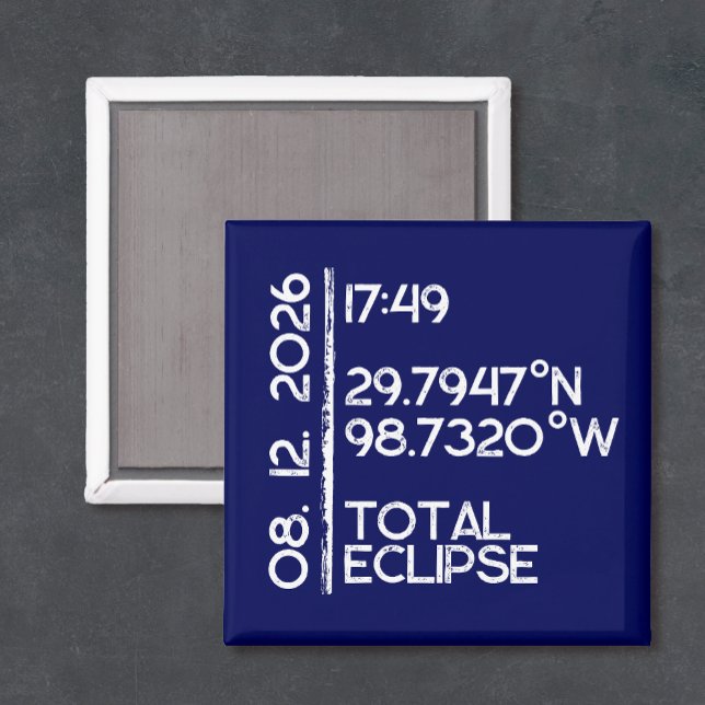 Anpassad 2026 Solförmörkelse Magnet (Solar eclipse magnet keepsake)