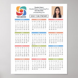 Anpassad 2027 kalender företagslogotyp företag poster