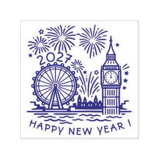 Anpassad 2027 London fyrverkerier Gott nytt år Självfärgande Stämpel