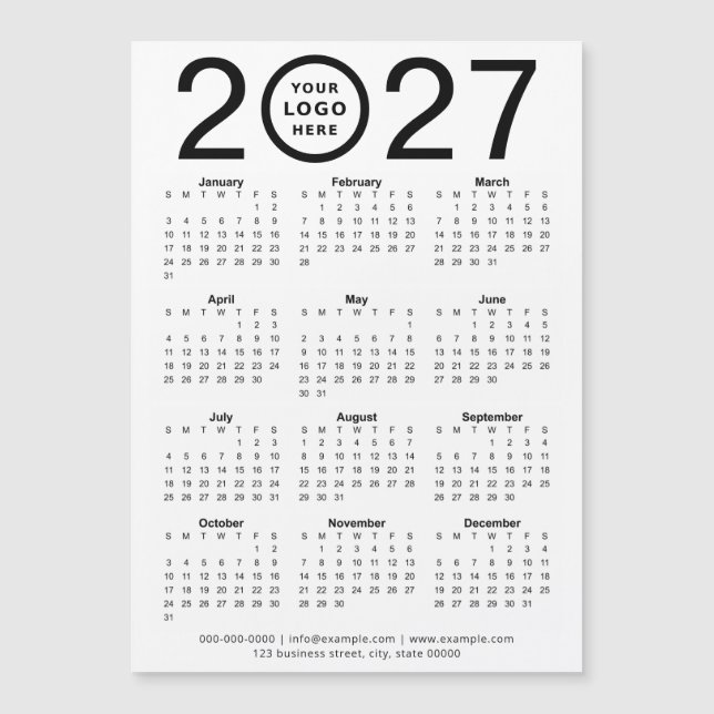 Anpassad 2027 Magnetisk Kalender Med Företagets Lo (Framsida)
