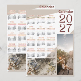 Anpassad 2027 Personlig Bild Väggkalender Tack Kort