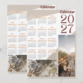 Anpassad 2027 Personlig Bild Väggkalender Tack Kort