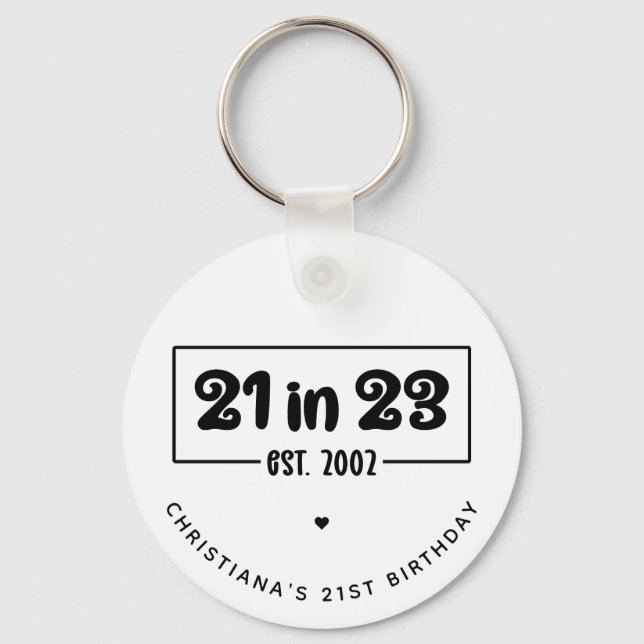 Anpassad 21-årspresent 21 i 23 Est 2002 Nyckelring (Framsida)