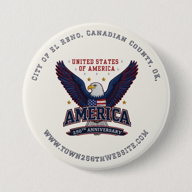 Anpassad 250-årsjubileumspromo för staden knapp (Framsida)