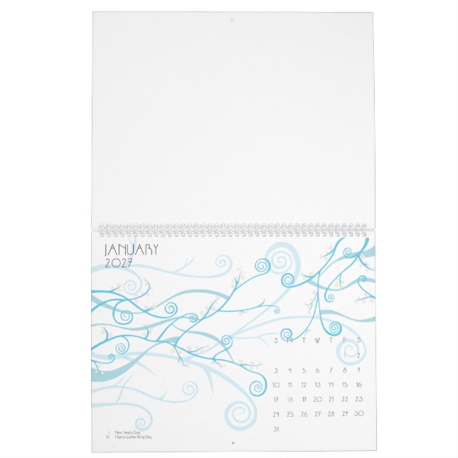 Anpassad 28 cm L x 36 cm B Sakura Deco Kalender (Jan 2027)