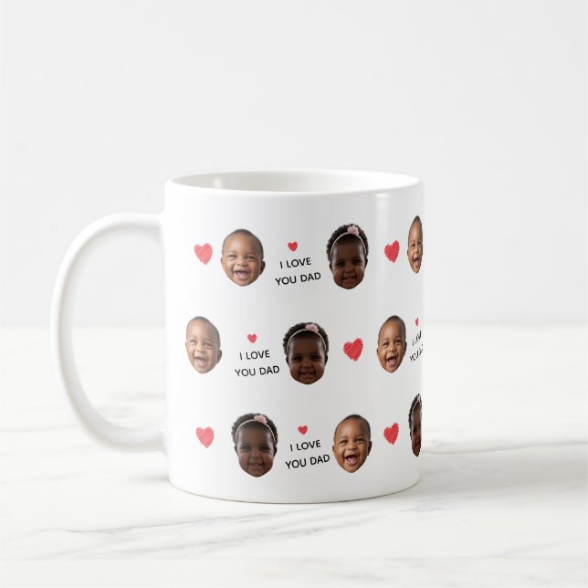 Anpassad 2 Foto Baby Ansikte Kolla "Jag älskar dig Kaffemugg (Vänster)