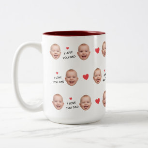 Anpassad 2 Foto Baby Ansikte Kolla "Jag älskar dig Två-Tonad Mugg