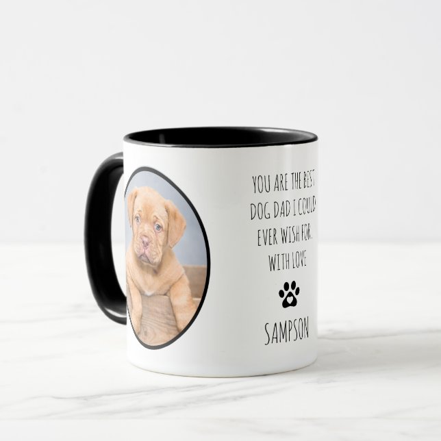 Anpassad 2 Foto Bästa Hundpappa Mugg (Framsida vänster)