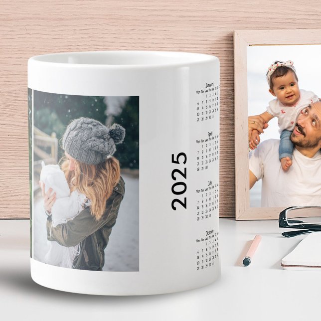 Anpassad 2 Foto Collage 2025 Kalender Jumbo Mugg (Skapare uppladdad)