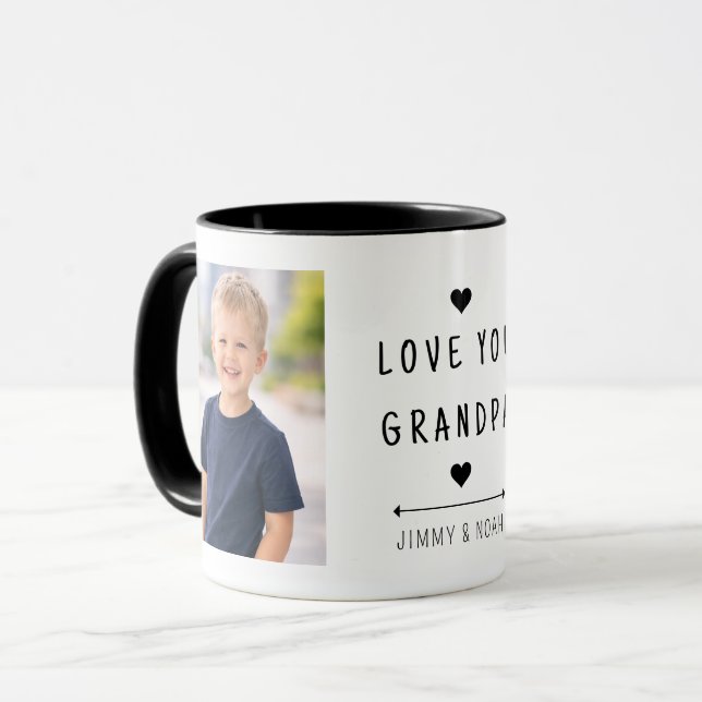 Anpassad 2 Foto Kärlek Du Farfar Minimalistisk Mug Mugg (Framsida vänster)